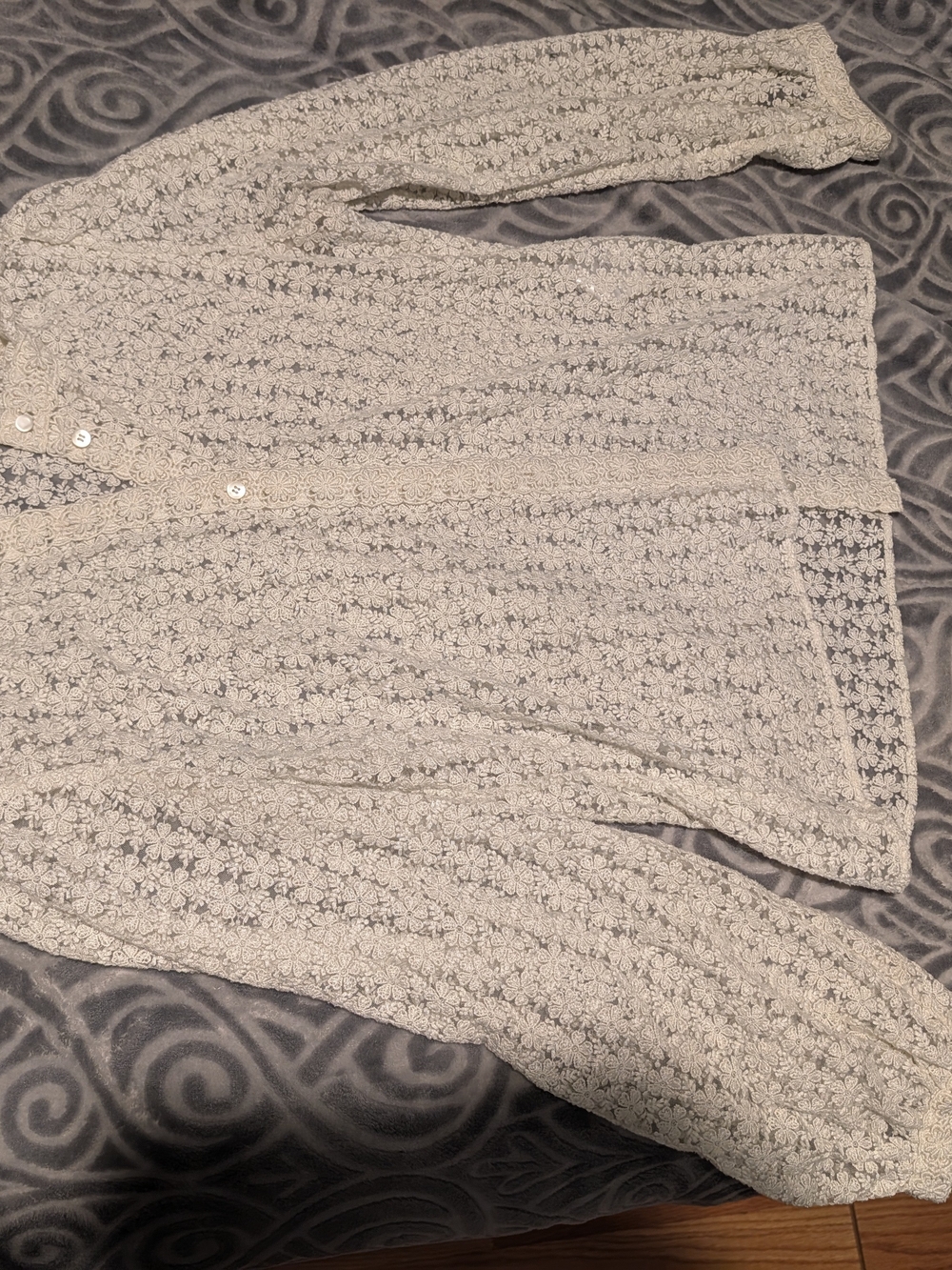 Sezane Women's Lace Button-Front Top in Cream - Picture 2 of 3